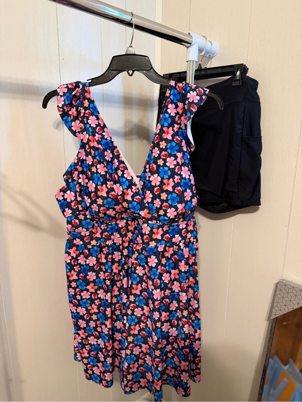 BloomChic Navy Floral One-Piece Swimsuit with Pink & Blue Flowers